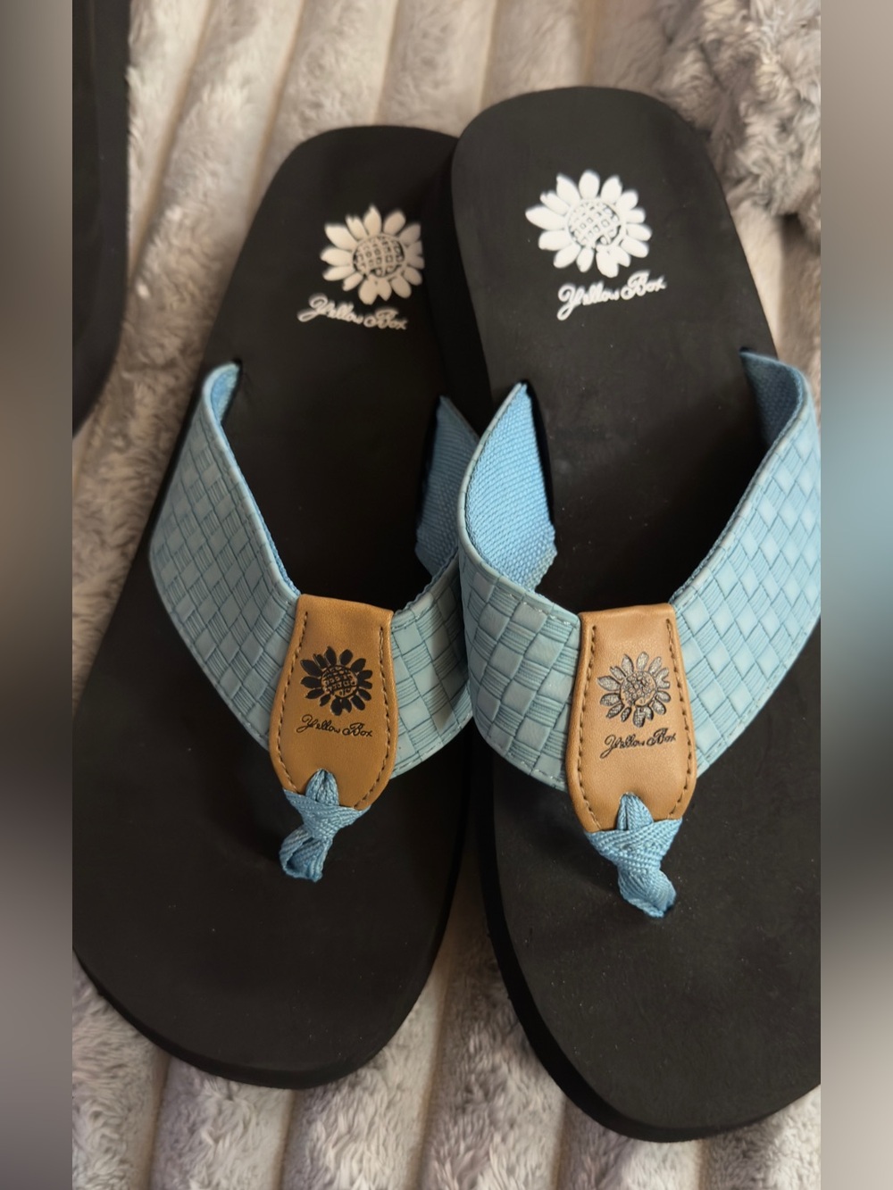 Yellow Box Light Blue & Tan Woven Thong Sandals
